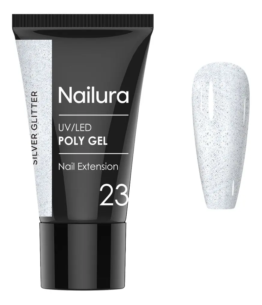 Nailura Poly Gel 23 - Silver Glitter - 30 g.