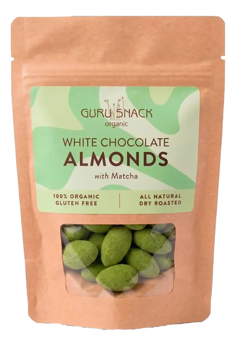 Guru Snack White Chocolate Almonds with Matcha - 100 g.