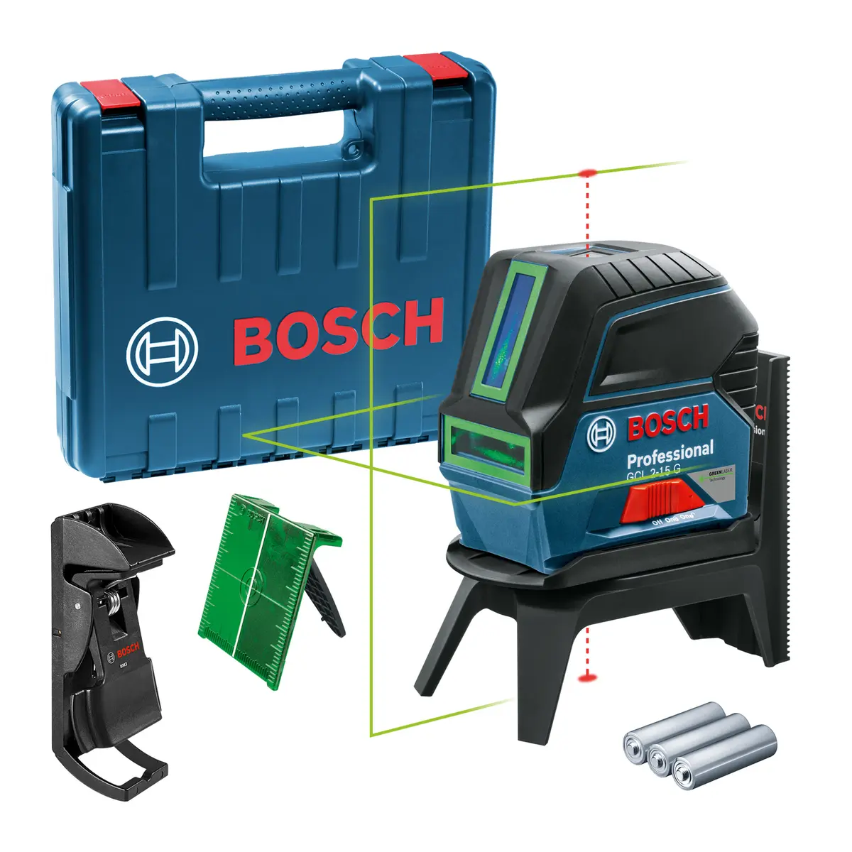 BOSCH KOMBILASER GRØNN GCL 2-15 M/DREIBART FESTE RM 1