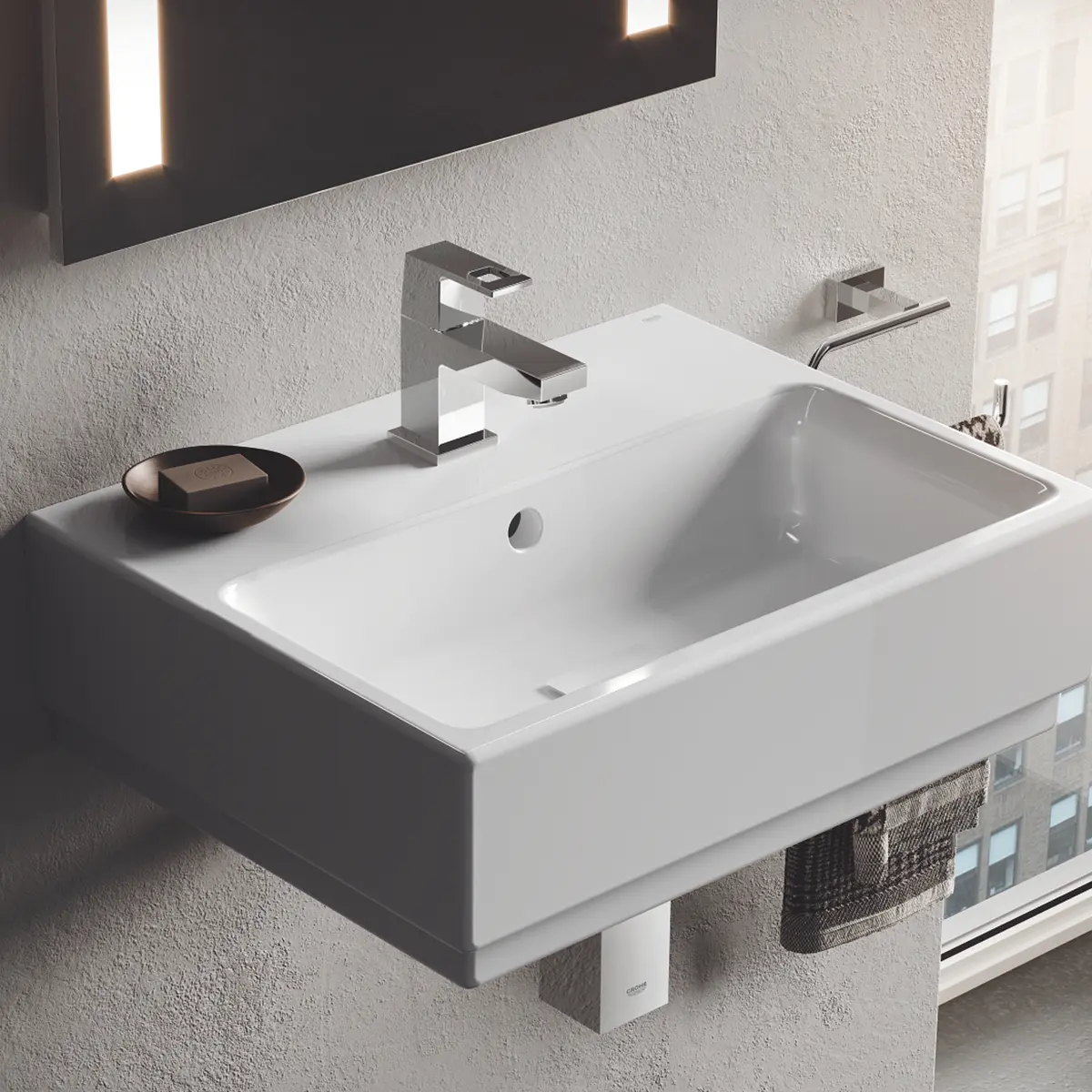 GROHE CUBE SERVANT 45X35 CM M/OVERLØP ALPINHVIT