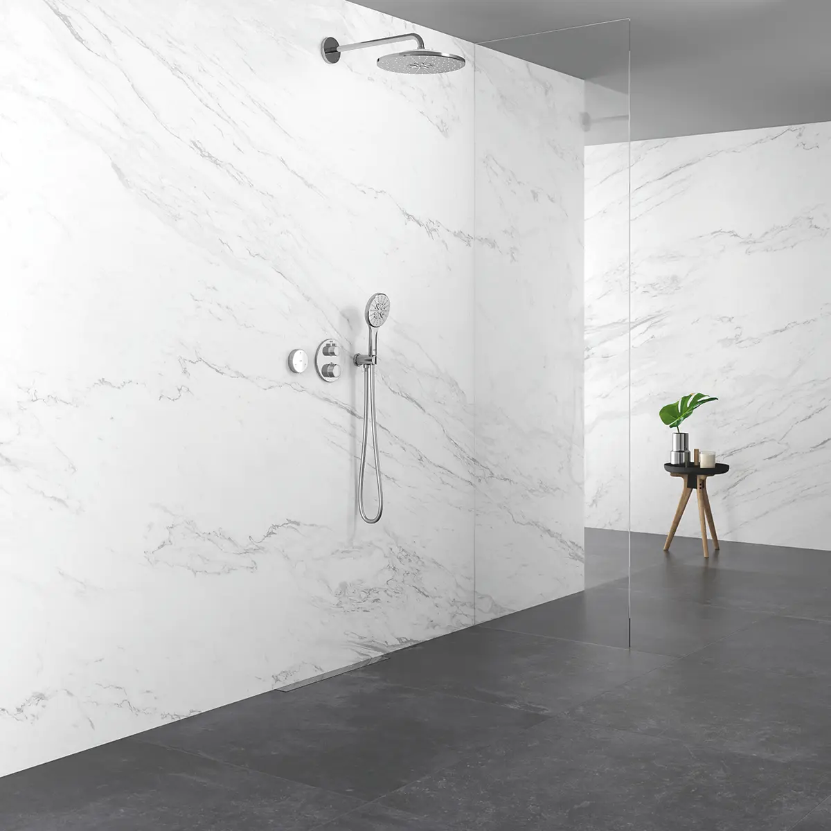 GROHE GROHTHERM DUSJTERMOSTAT RUND FOR INNBYGGING M/1 UTLØP KROM