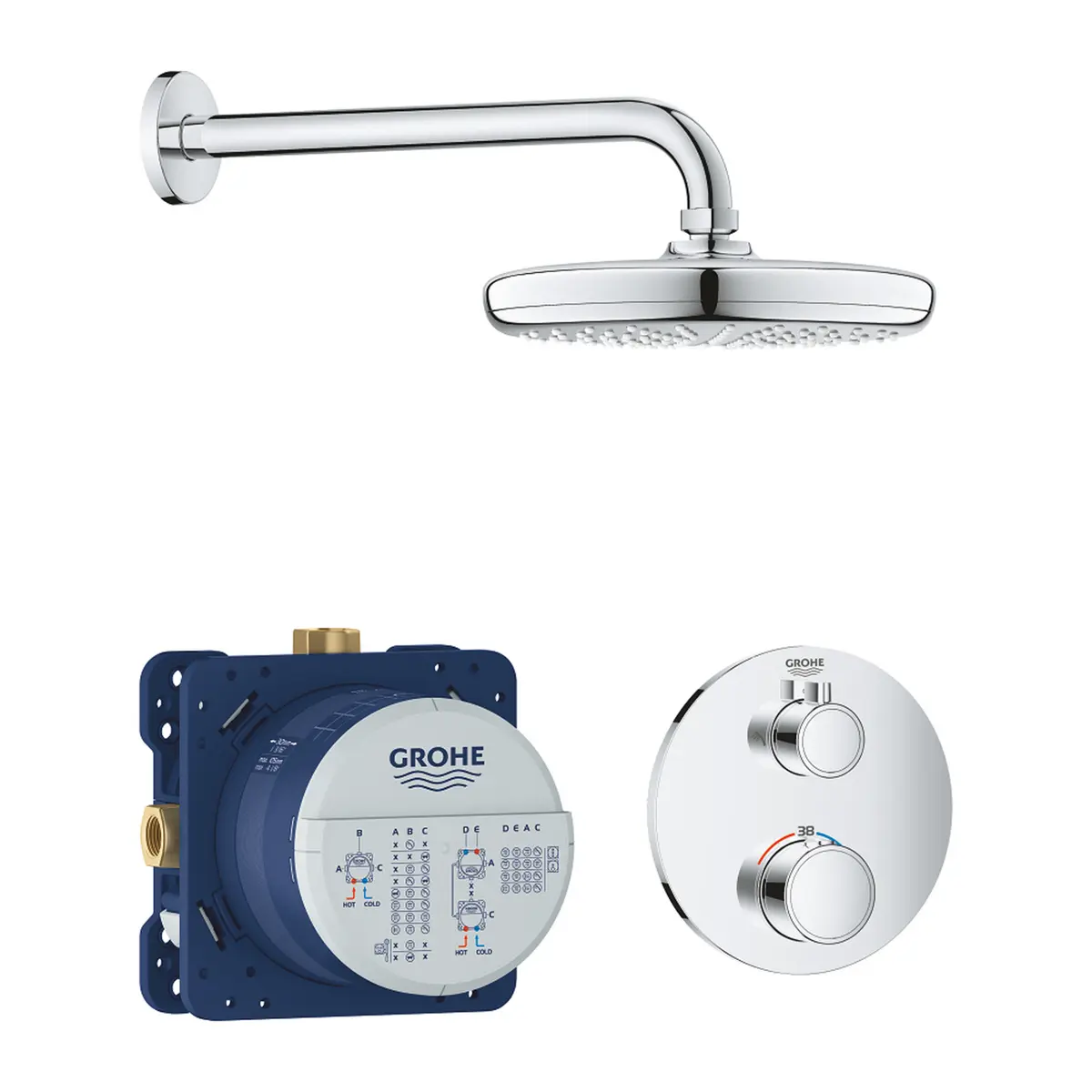 GROHE GROHTHERM PERFEKT ROUND DUSJSETT MED TEMPESTA 210 KROM