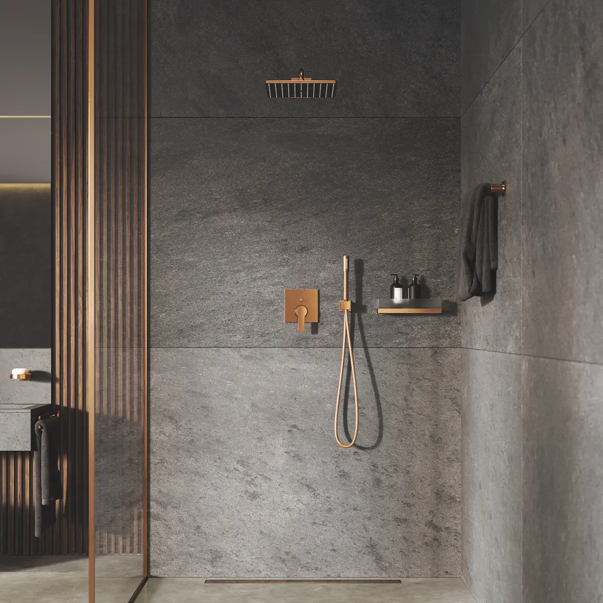 GROHE RSH 310 MONO CUBE HODEDUSJ M/DUSJARM 422MM 7,5L BØRSTET WARM SUNSET