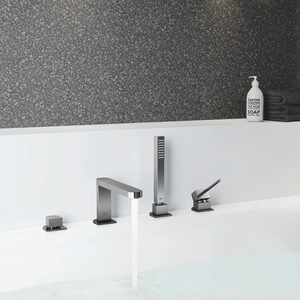 GROHE PLUS 4-HULLS KAR- OG DUSJBATTERI BØRSTET HARD GRAFITT
