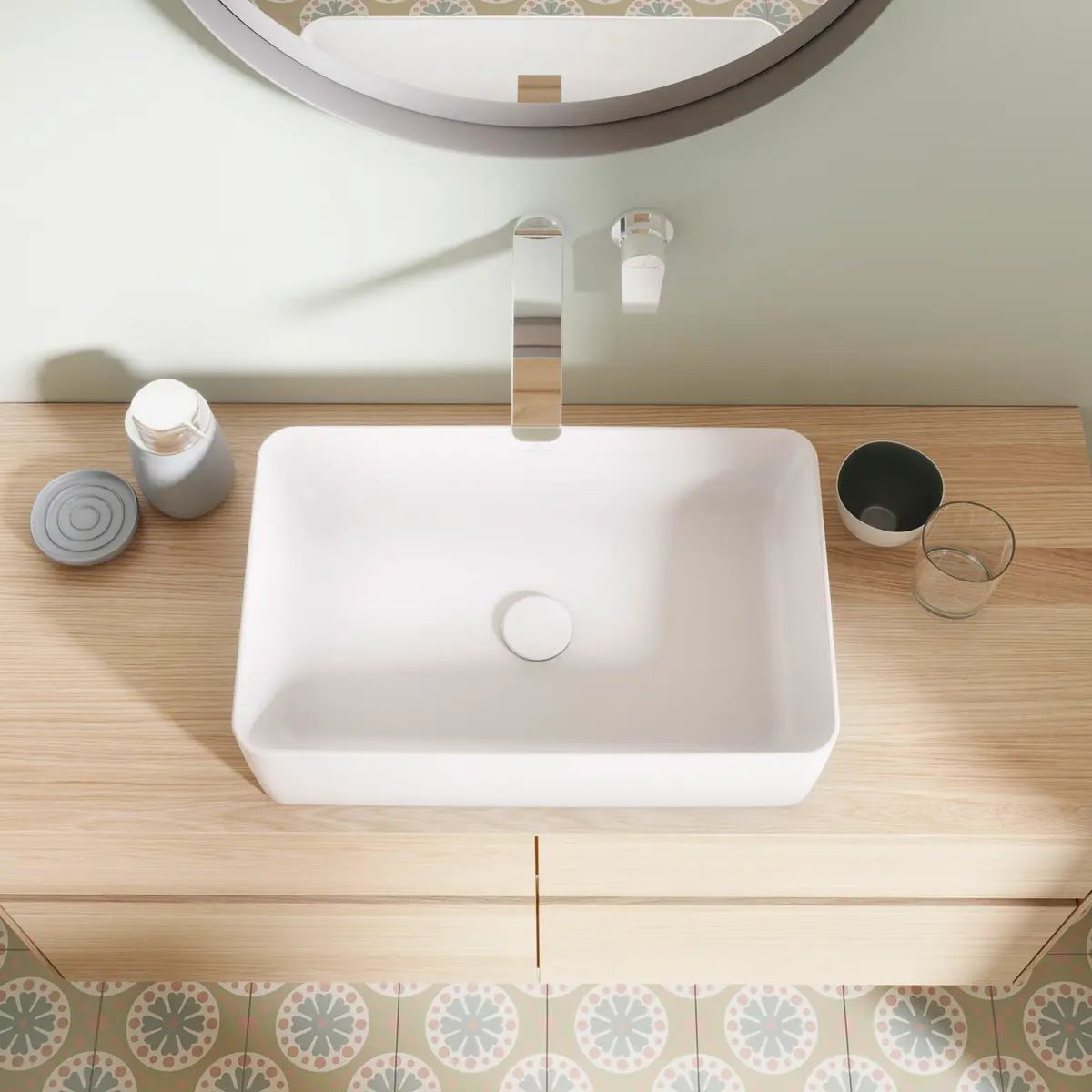 V&B COLLARO SERVANT 56X36, TITANCERAM HVIT ALPIN U/ARMATURHULL OG OVERLØP