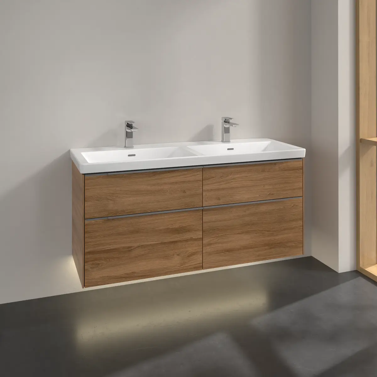 V&B SUBWAY 3.0 SERVANTSKAP 127X57 F/DOBBEL SERVANT KANSAS OAK M/LYS HÅNDTAK I KROM