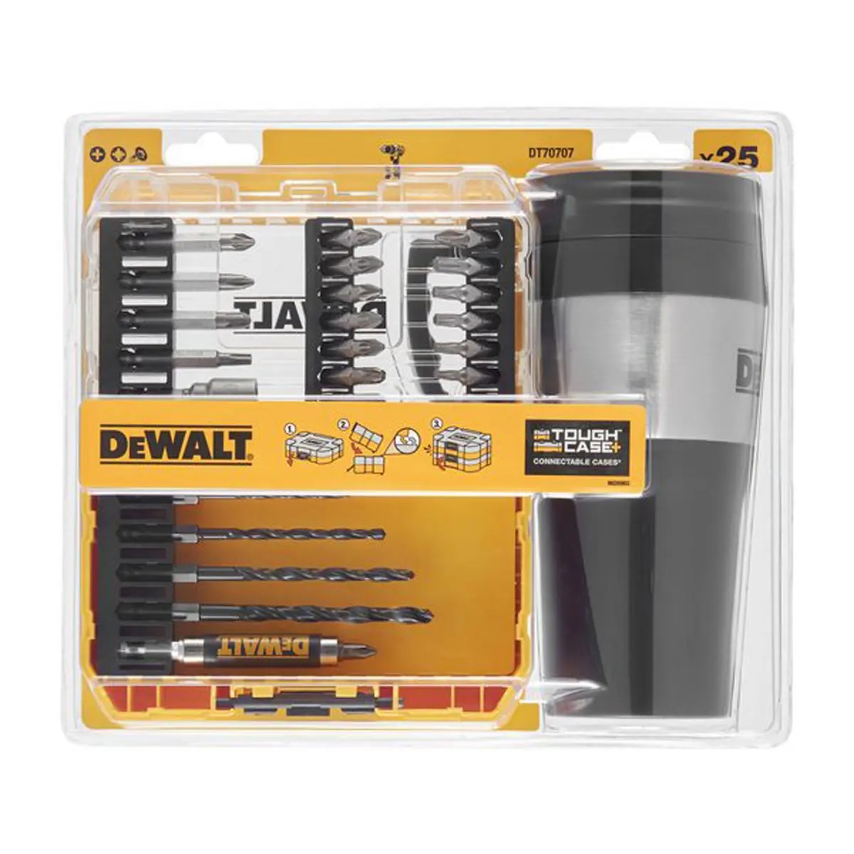 DEWALT BOR-BITSSETT 25 DELER +TERMOKOPP