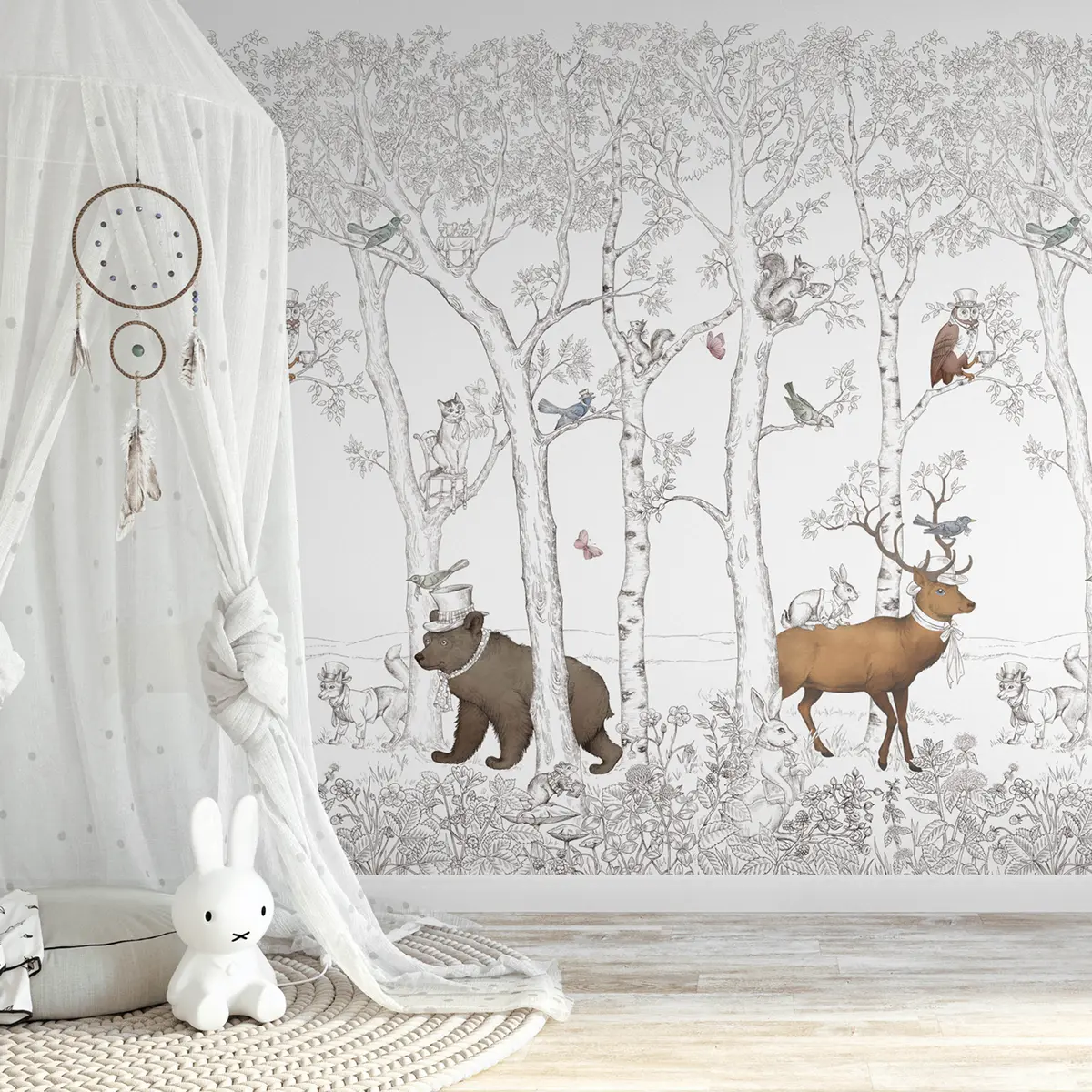JACK'N ROSE VINYLTAPET GRÅ/HVIT 2,8X2,12 M