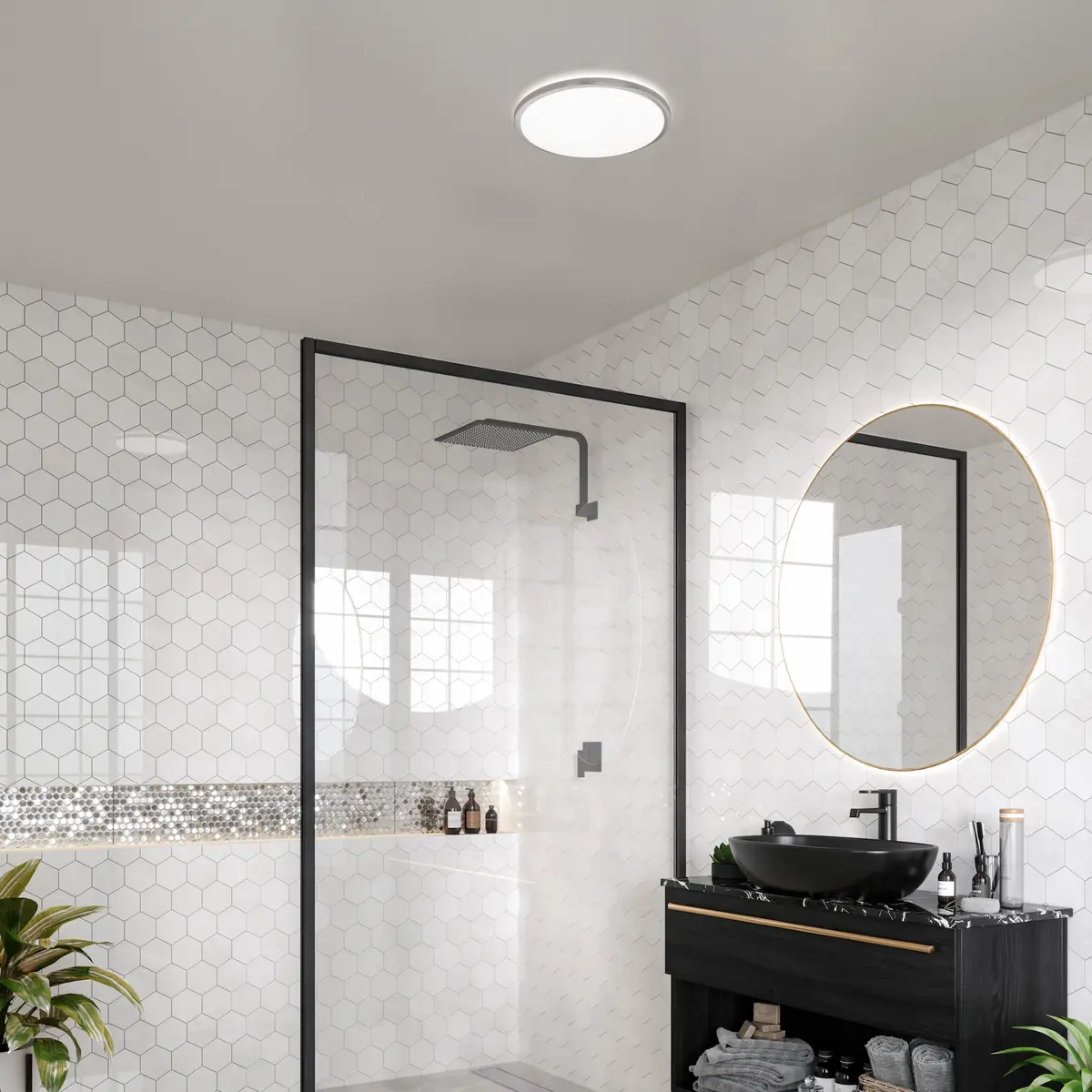 TREND ELIDA PLAFOND IP44 KROM DIMBAR