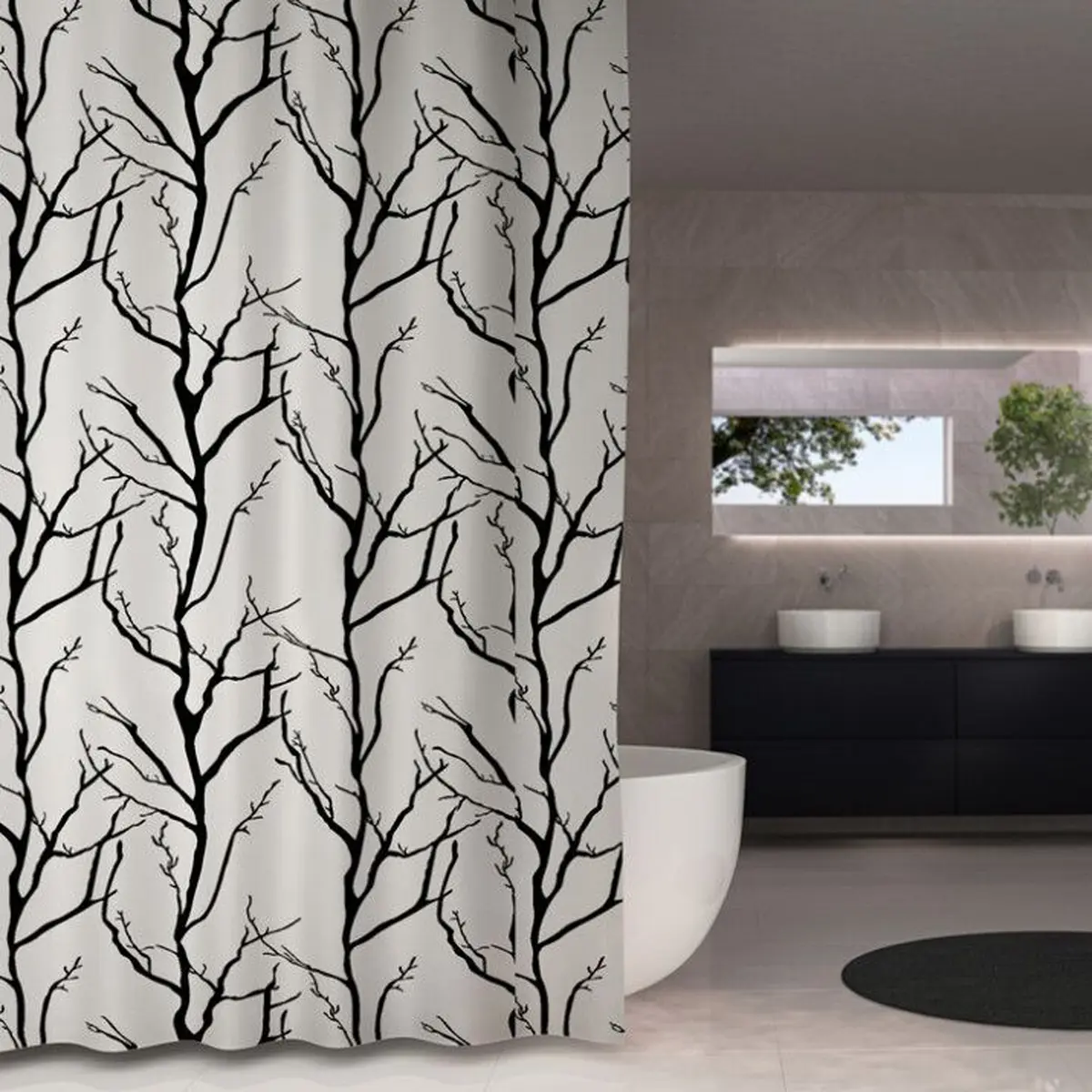 DEBEL DUSJFORHENG TREE 180X230 HVIT/SORT