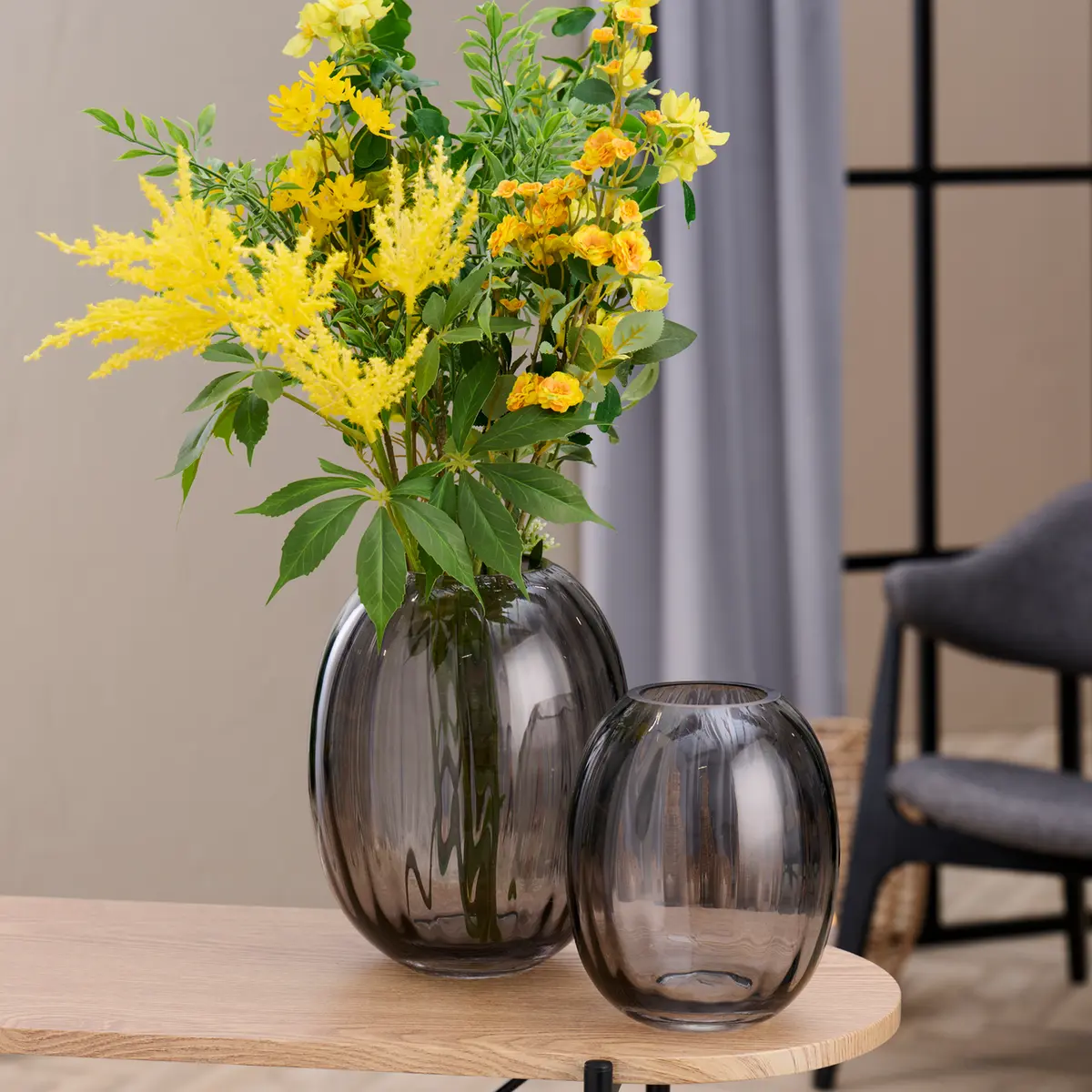 DAY VASE OVAL Ø19,5CM H24CM GLASS GRÅ