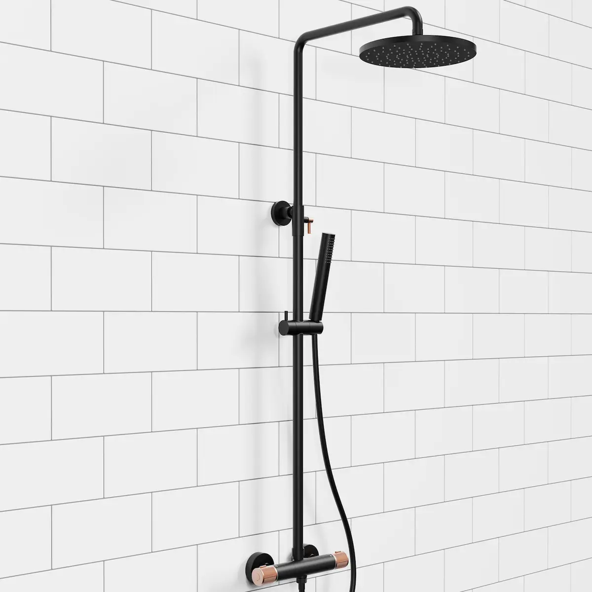 CELESTE WAKEFIELD 250 DUSJSETT SORT/KOBBER M/DUSJTERMOSTAT