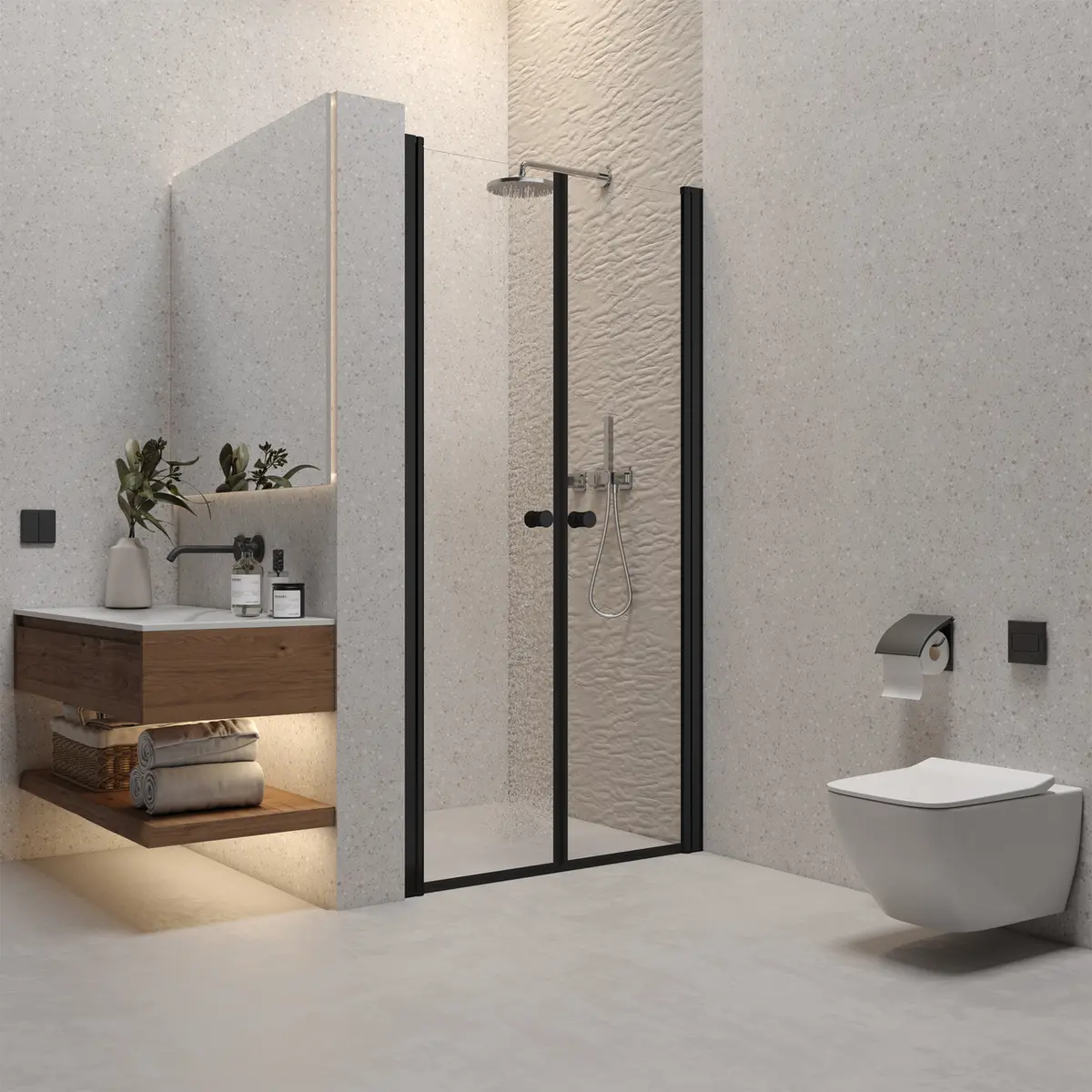 CELESTE DOBBEL NISJEDØR 5MM 90-95X190 CM M/ SIKKERHETSFOLIE, SORT