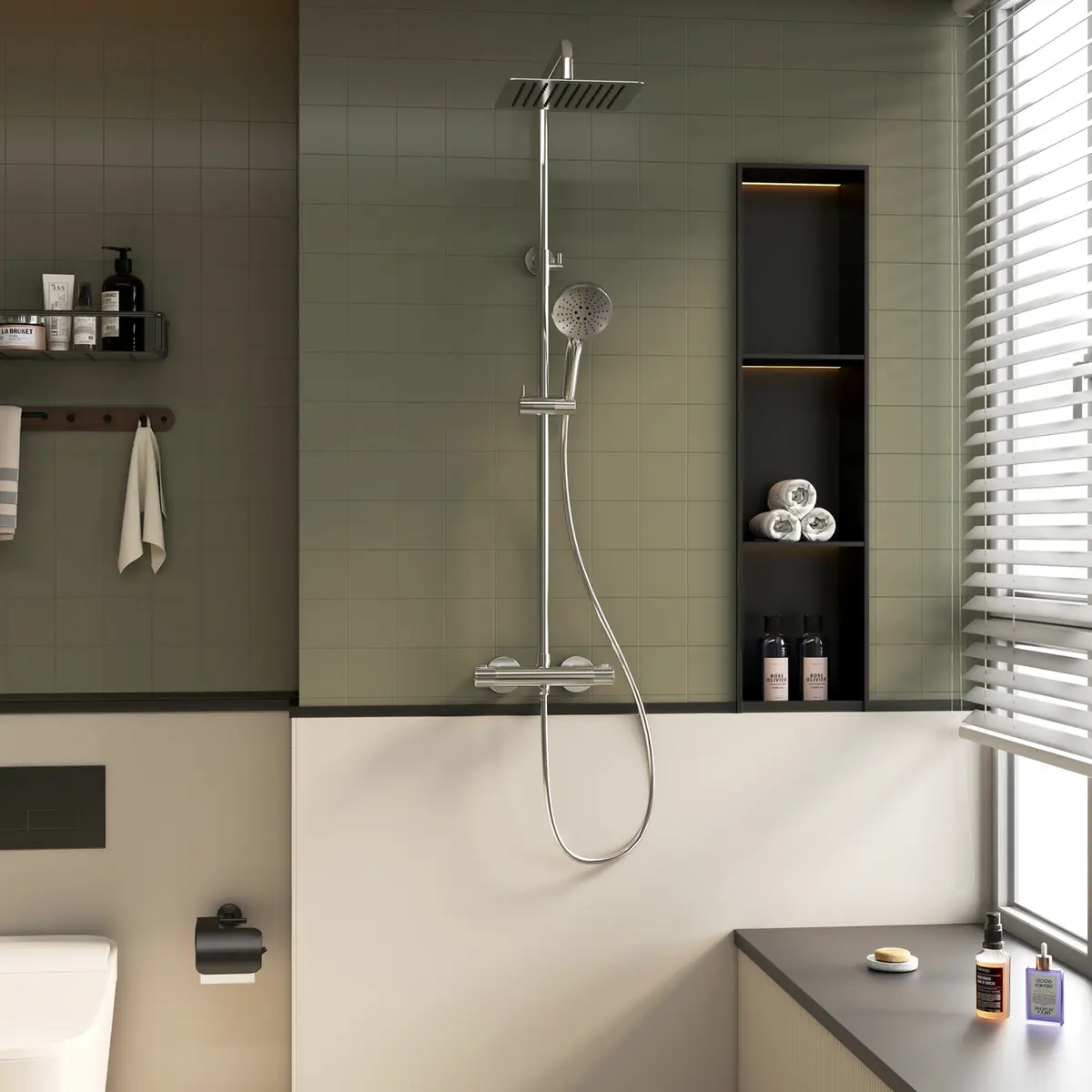 CELESTE STOKE SQUARE DUSJSETT KROM M/DUSJTERMOSTAT