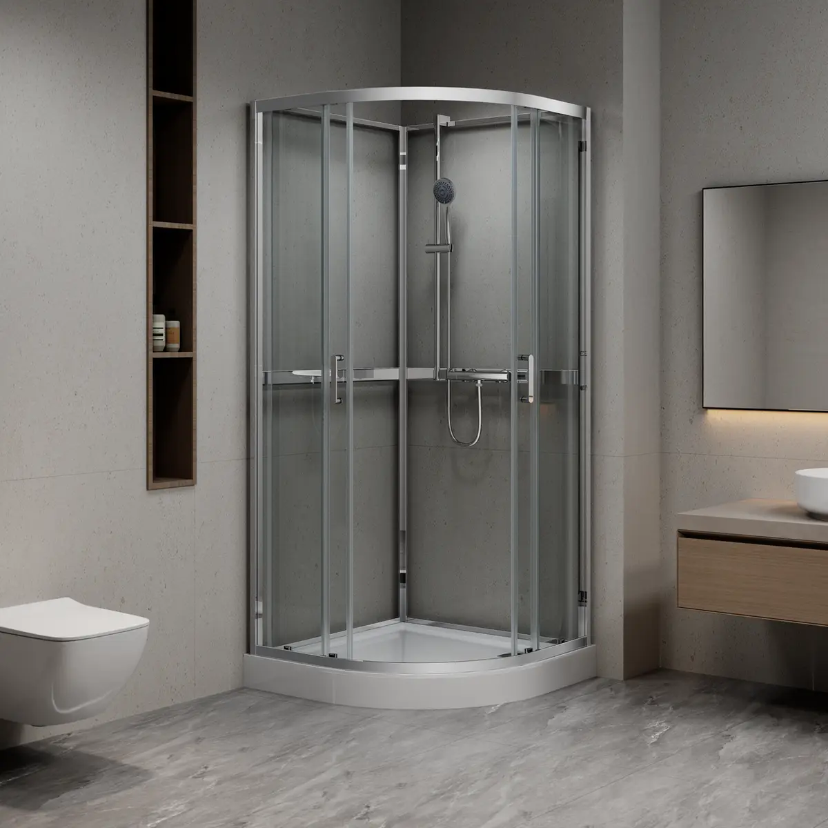 CELESTE TRENTO BUET DUSJKABINETT 90X90X208 CM M/SIKKERHETSFOLIE KROM