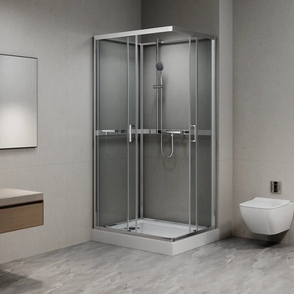 CELESTE TRENTO RETT DUSJKABINETT 80X100X205 CM M/SIKKERHETSFOLIE KROM