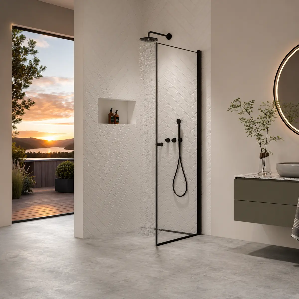 INNOVATION LUSSO DUSJDØR 90X195 CM, SORT, 8MM