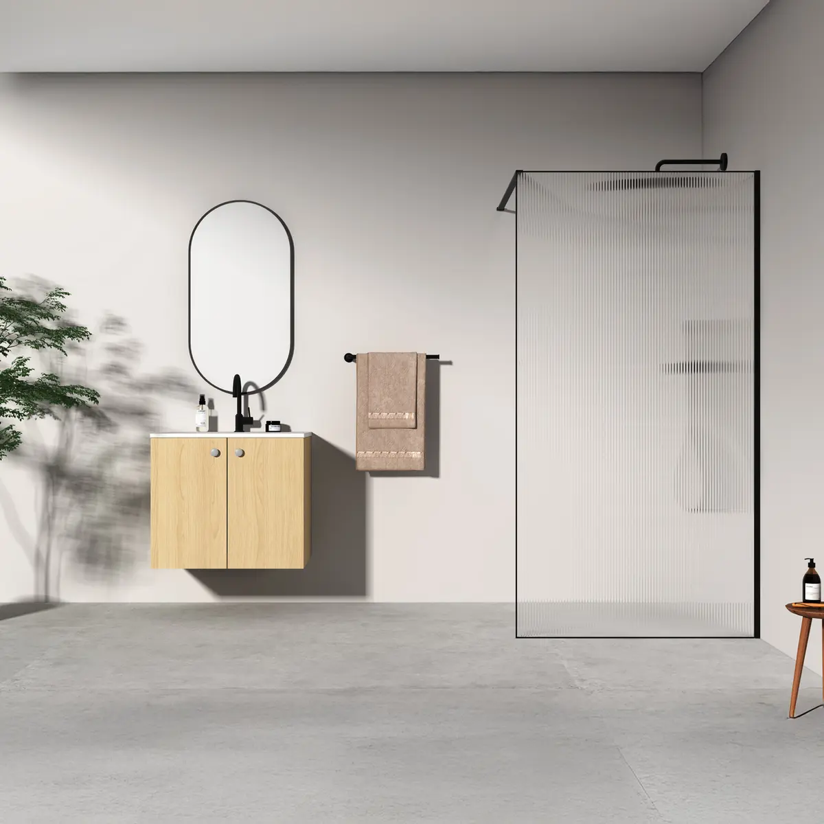 CELESTE ONDATA FAST DUSJVEGG 120X200 CM M/SIKKERHETSFOLIE, SORT, 8MM