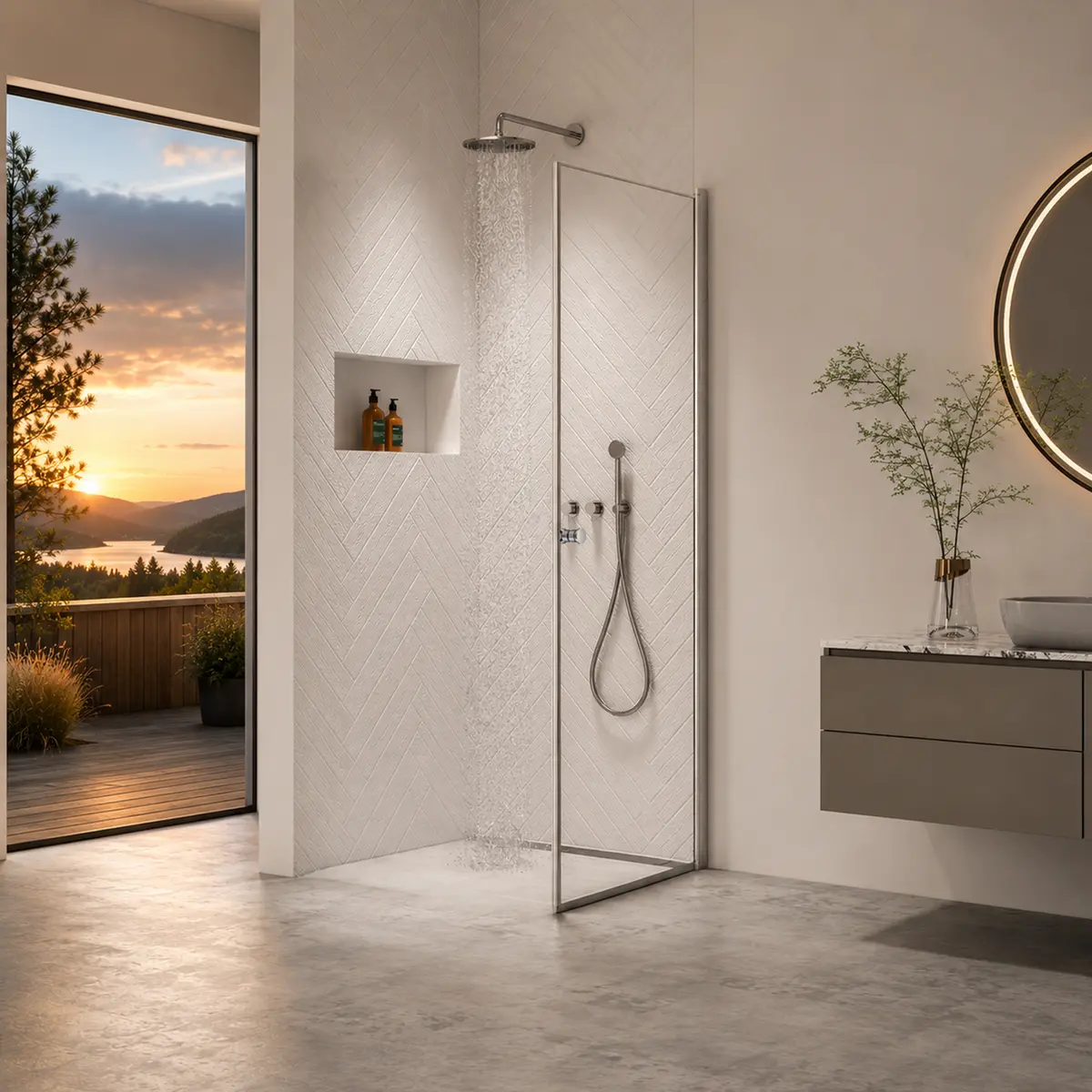 INNOVATION LUSSO DUSJDØR 80X195 CM KROM 8MM