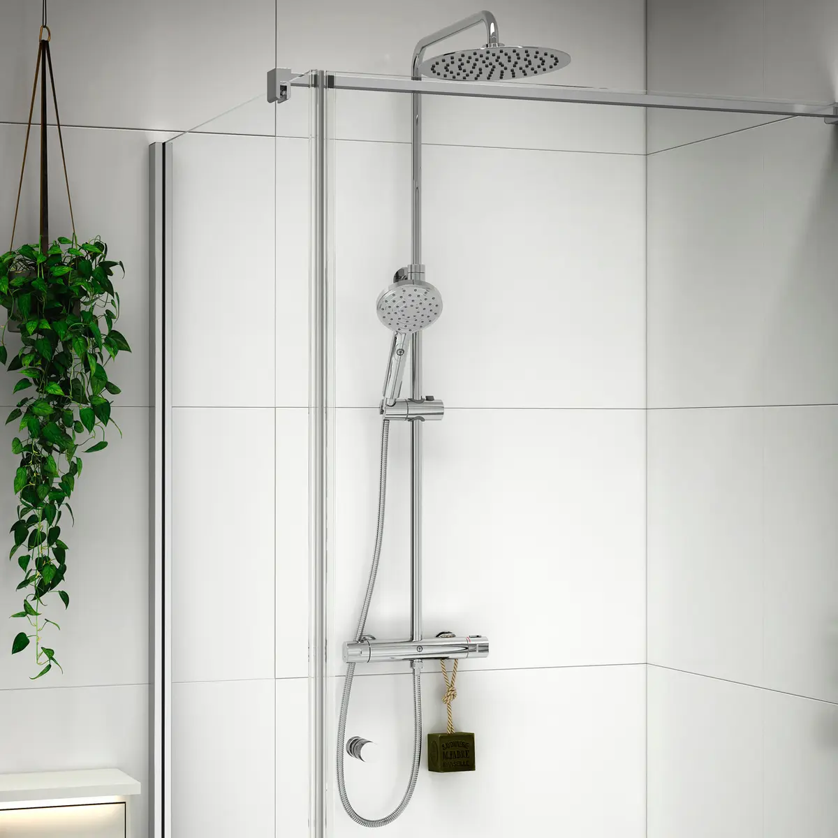 GUSTAVSBERG NORDIC ROUND TAKDUSJ M/DUSJTERMOSTAT KROM