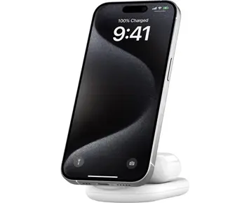 Belkin 2-in-1 Magnetic Foldable Wireless Charger with Qi2 15W, white