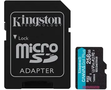 Kingston 256GB microSDXC Canvas Go Plus Gen4 200MB/s A2 U3 V30 Card + Adapter
