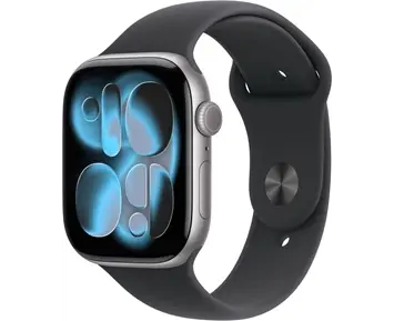 Apple Watch Series 11 GPS + Cellular 46mm Space Grey Aluminium Case with Black Sport Band - S/M