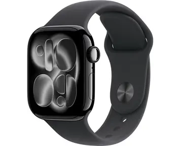 Apple Watch Series 11 GPS + Cellular 42mm Jet Black Aluminium Case with Black Sport Band - M/L