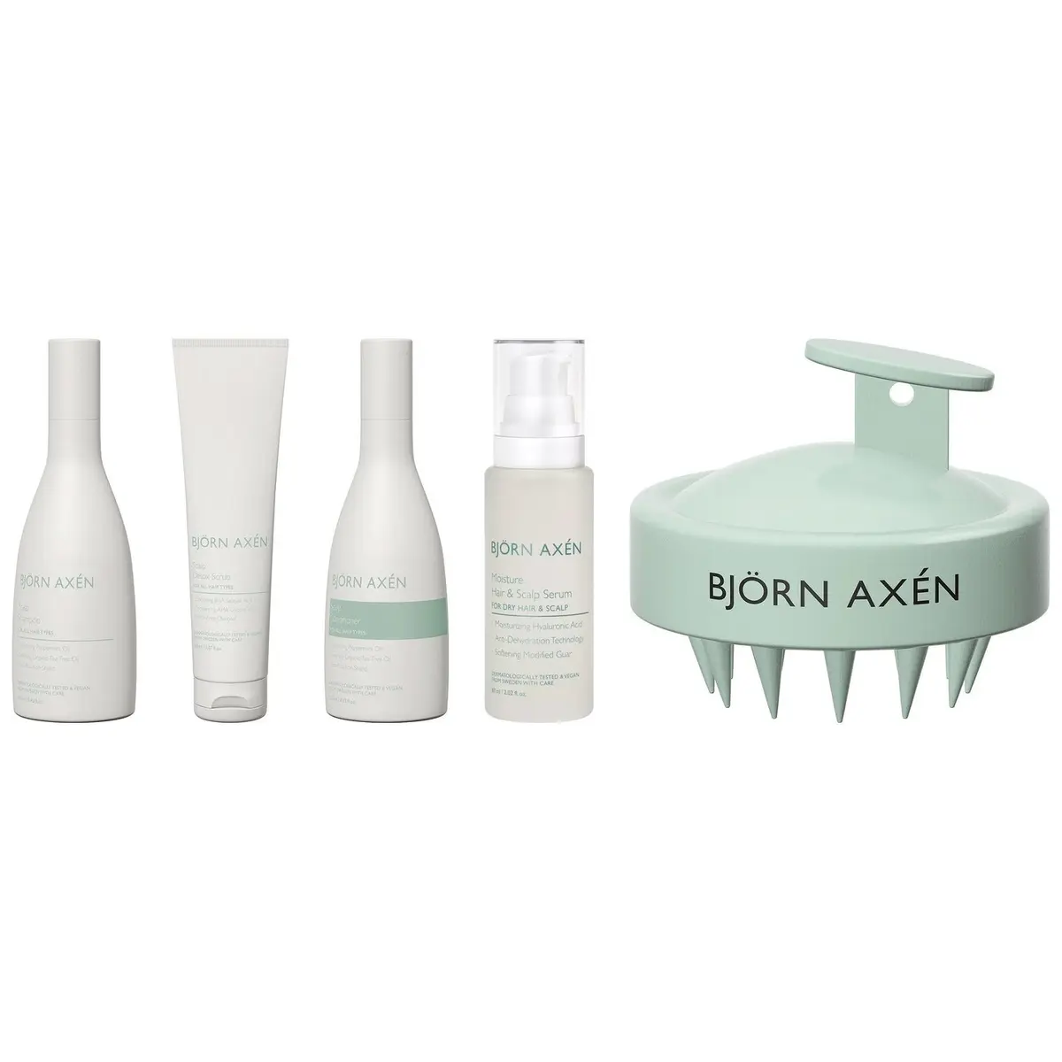 Björn Axén Complete Scalp Care Routine Shampoo 250ml, Conditioner 250ml, Scrub 150ml, Serum 60ml, Brush