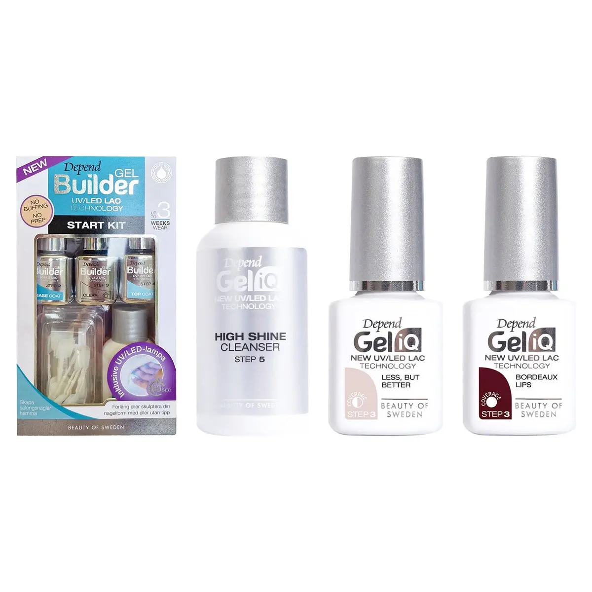 Depend Gel Manicure Essentials Starter Set Starter Kit, High Shine Cleanser 35ml & 2 Polishes