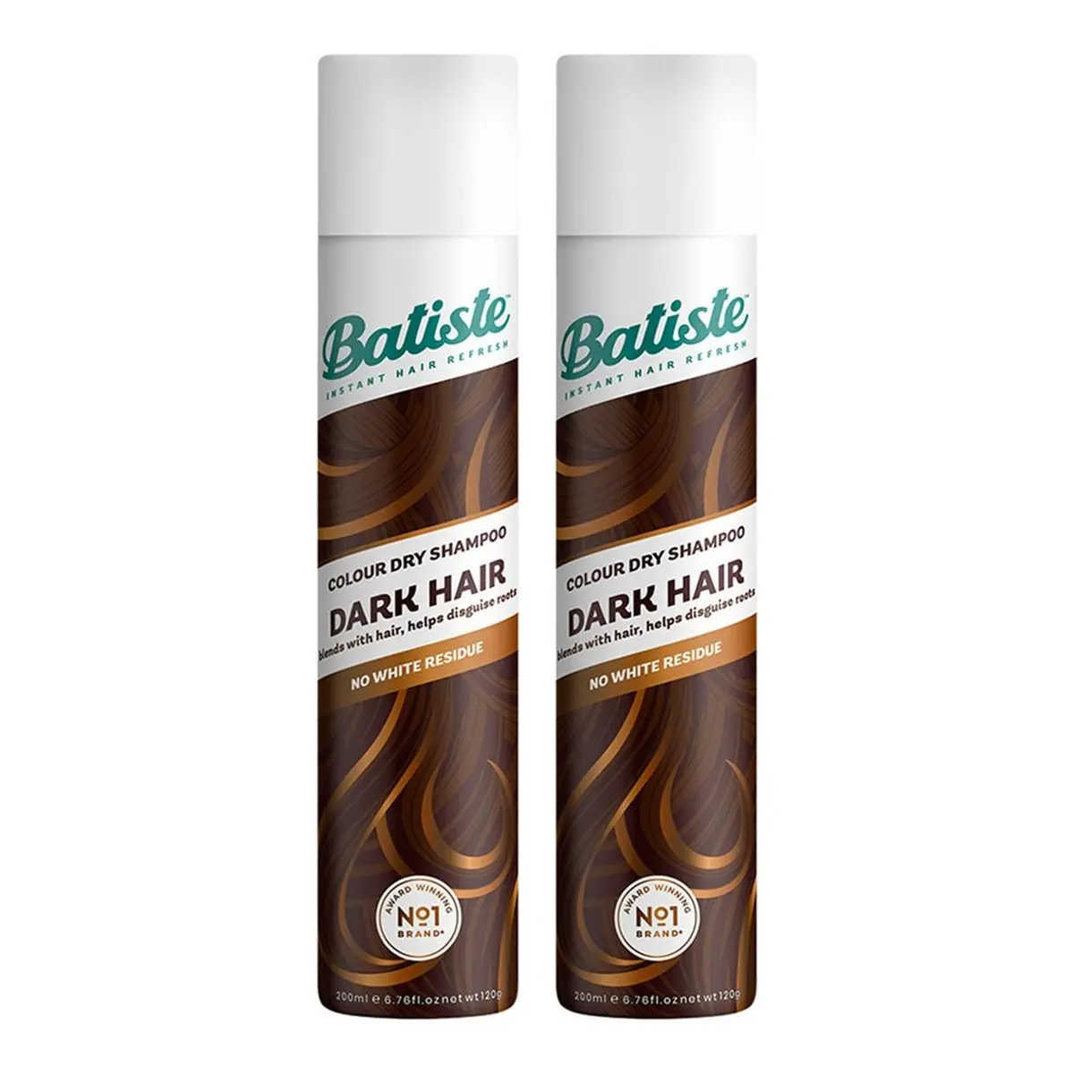 Batiste Dry Shampoo Dark & Deep Brown Duo 2 x Dry Shampoo 200ml 400 ml