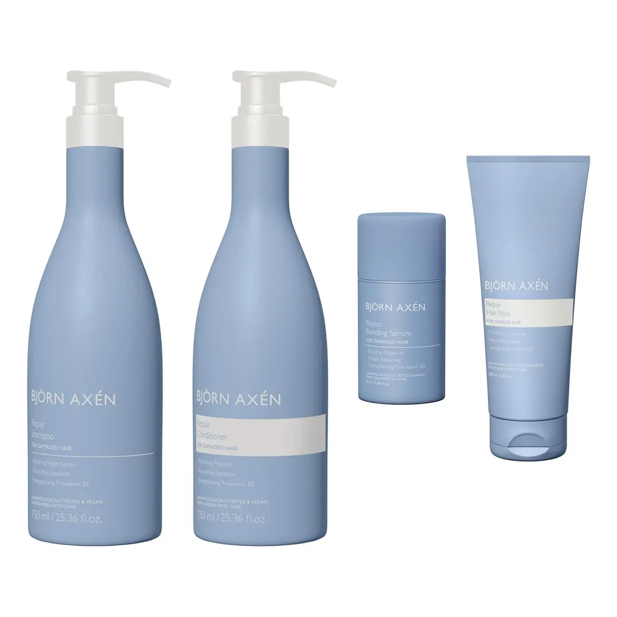 Björn Axén Hair Repair Starter Set Shampoo 750ml, Conditioner 750ml, Mask 200ml, Serum 50ml 1750 ml