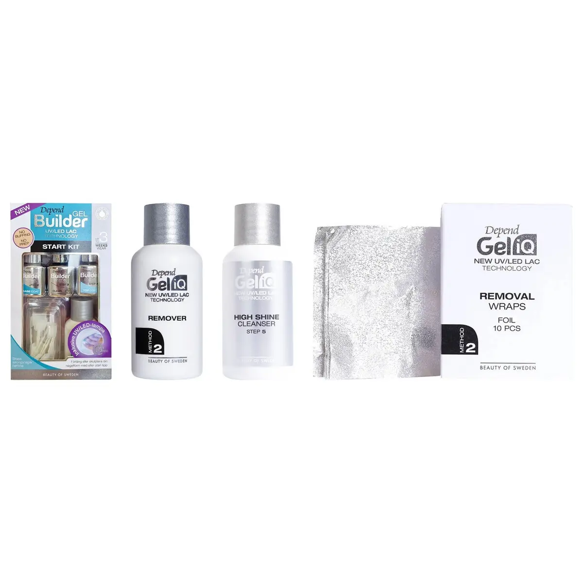 Depend Gel Manicure Complete System Starter Kit, Remover, High Shine 35ml, Removal Wraps