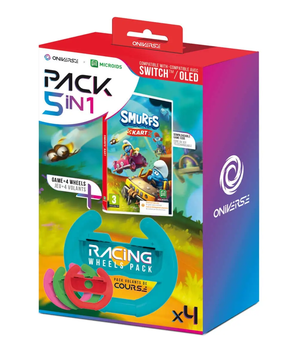 ONIVERSE Smurfs Kart racinghjul 4-pakning til Nintendo Switch (inkl. spill)