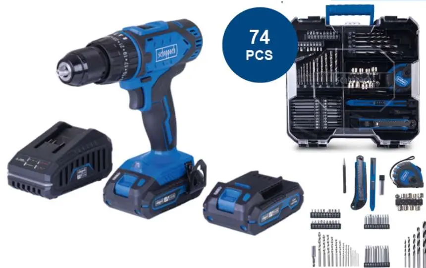 Scheppach IXES C-CDTB74/1-X slagbormaskin m/2 batteri og bits