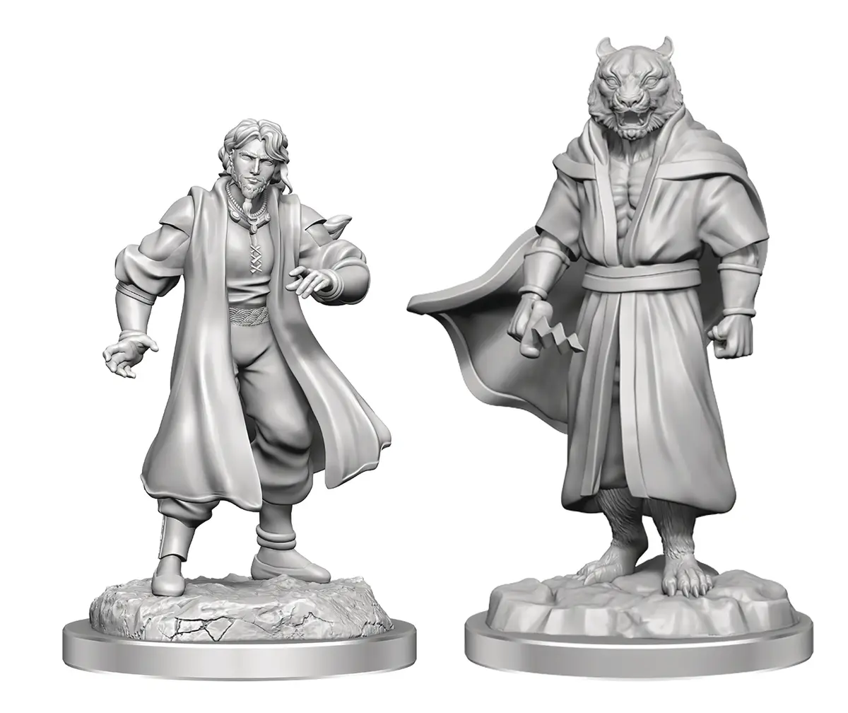 Human Male Sorcerer Merchant & Tiger Demon Critical Role Unpainted Miniatures