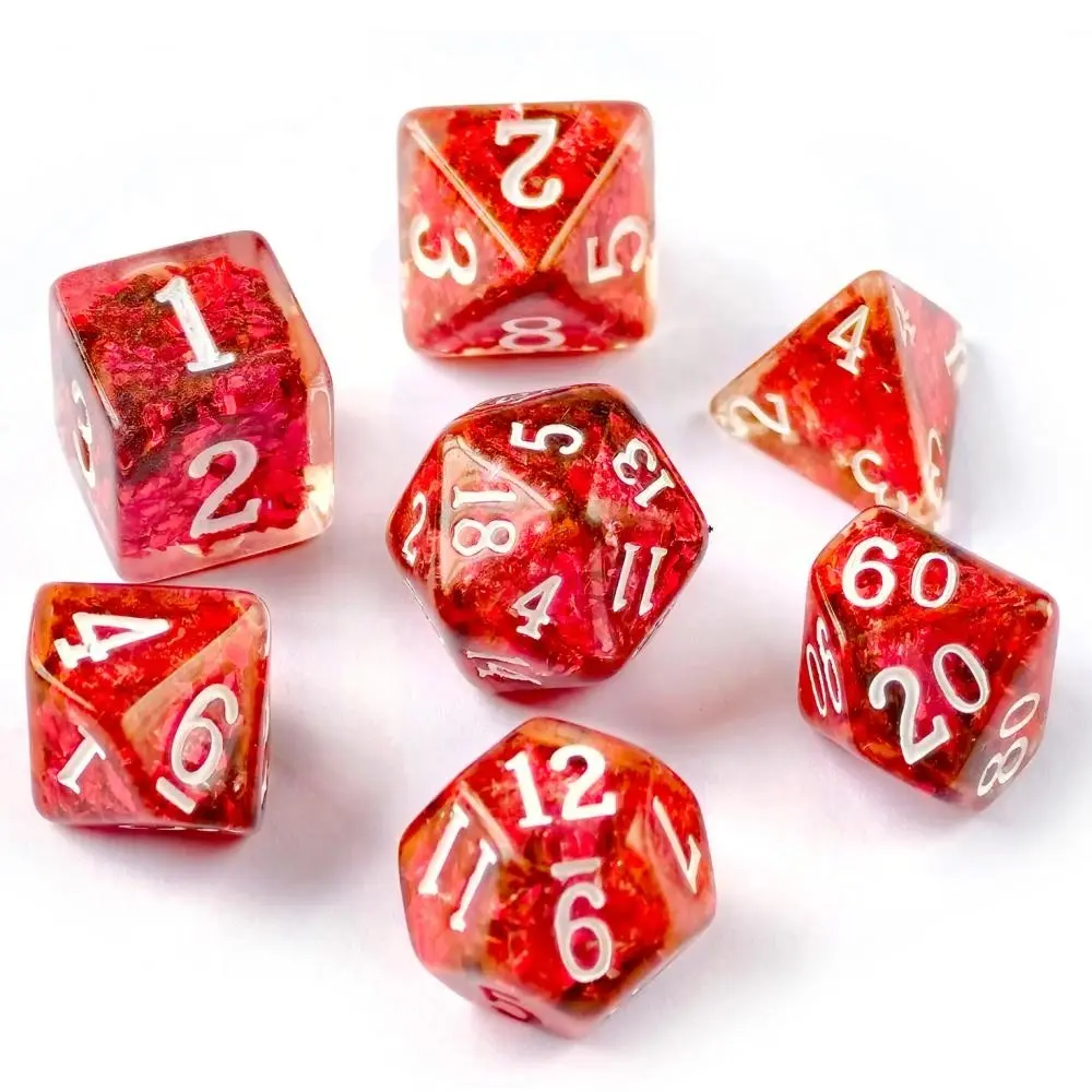 Dense Core Poly Deep Red /White (7) Terningsett