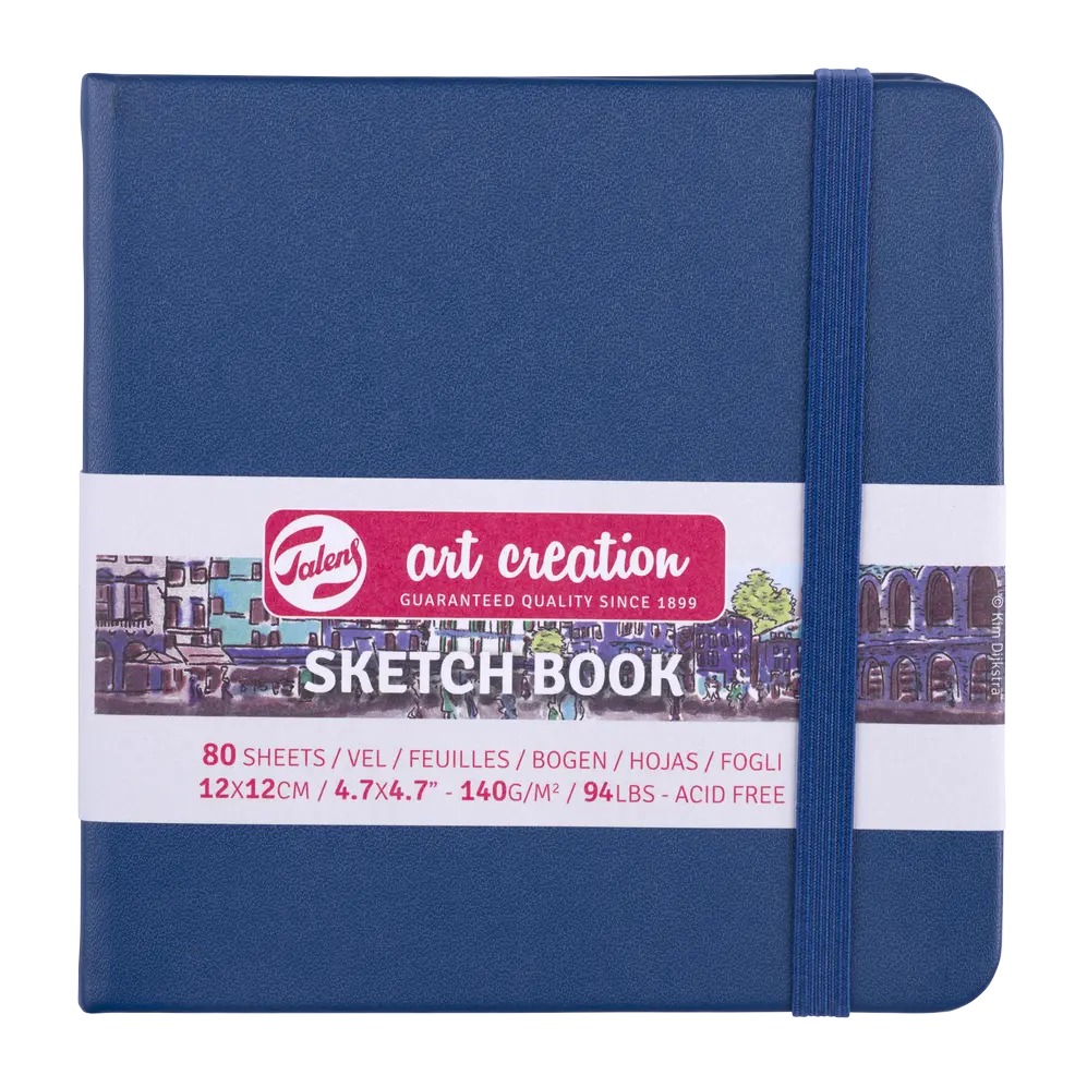 Skissebok m/strikk 140g 12x12cm Navy Blue