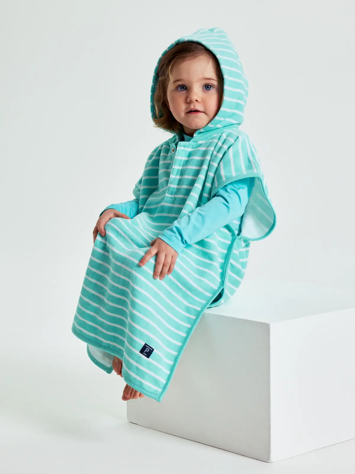 PO.P Badeponcho stripet - Turkis