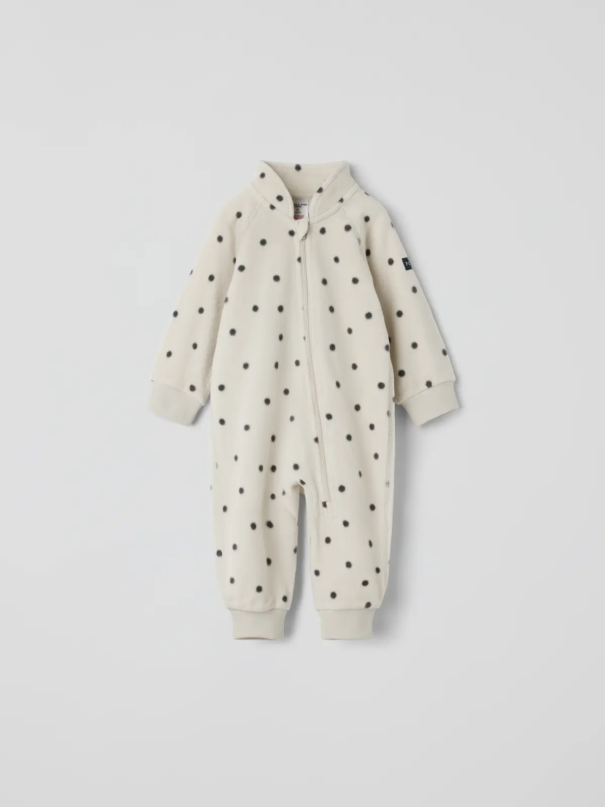 Fleeceoverall, prikkete - Beige
