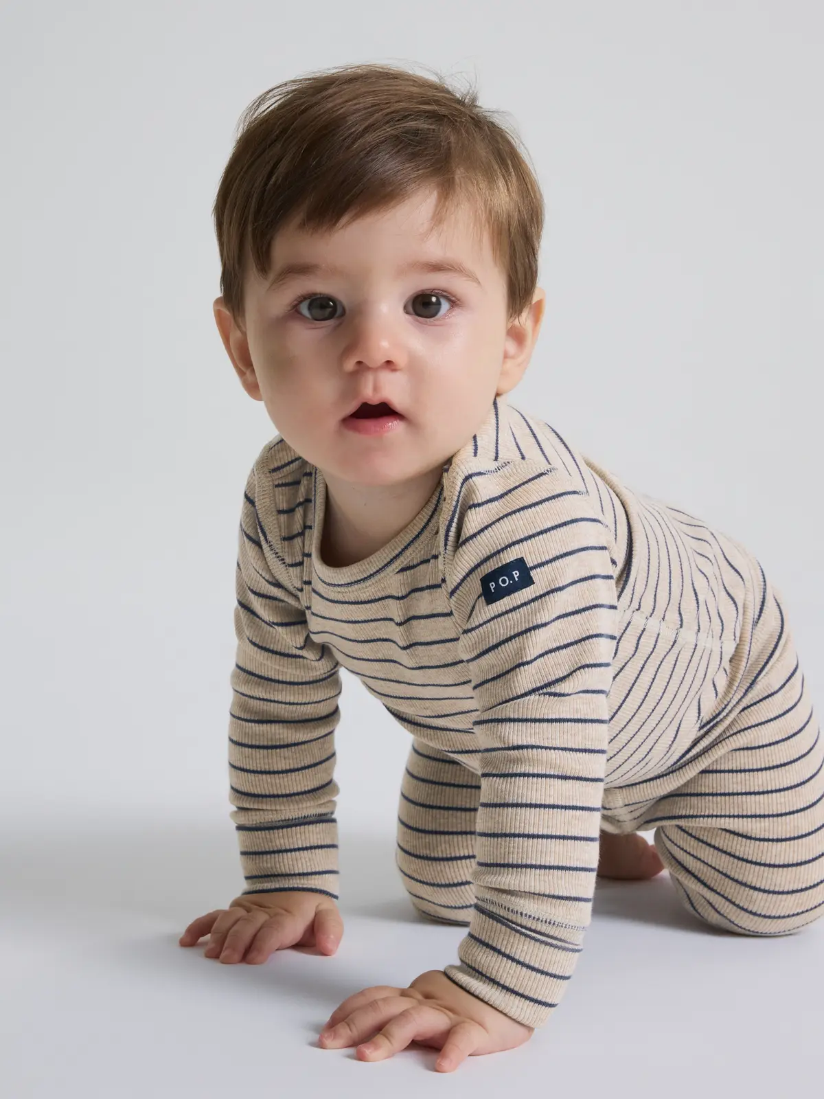PO.P Ribbestrikket body stripete - Beige