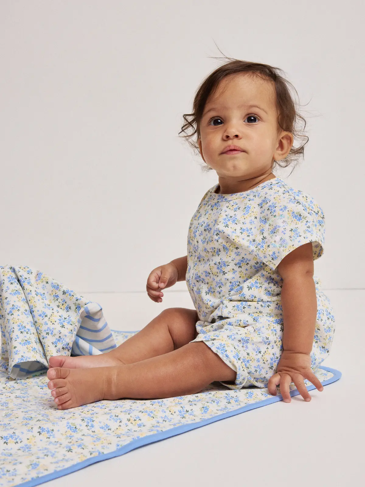 Polarn O. Pyret Jumpsuit blomster - Lysblå