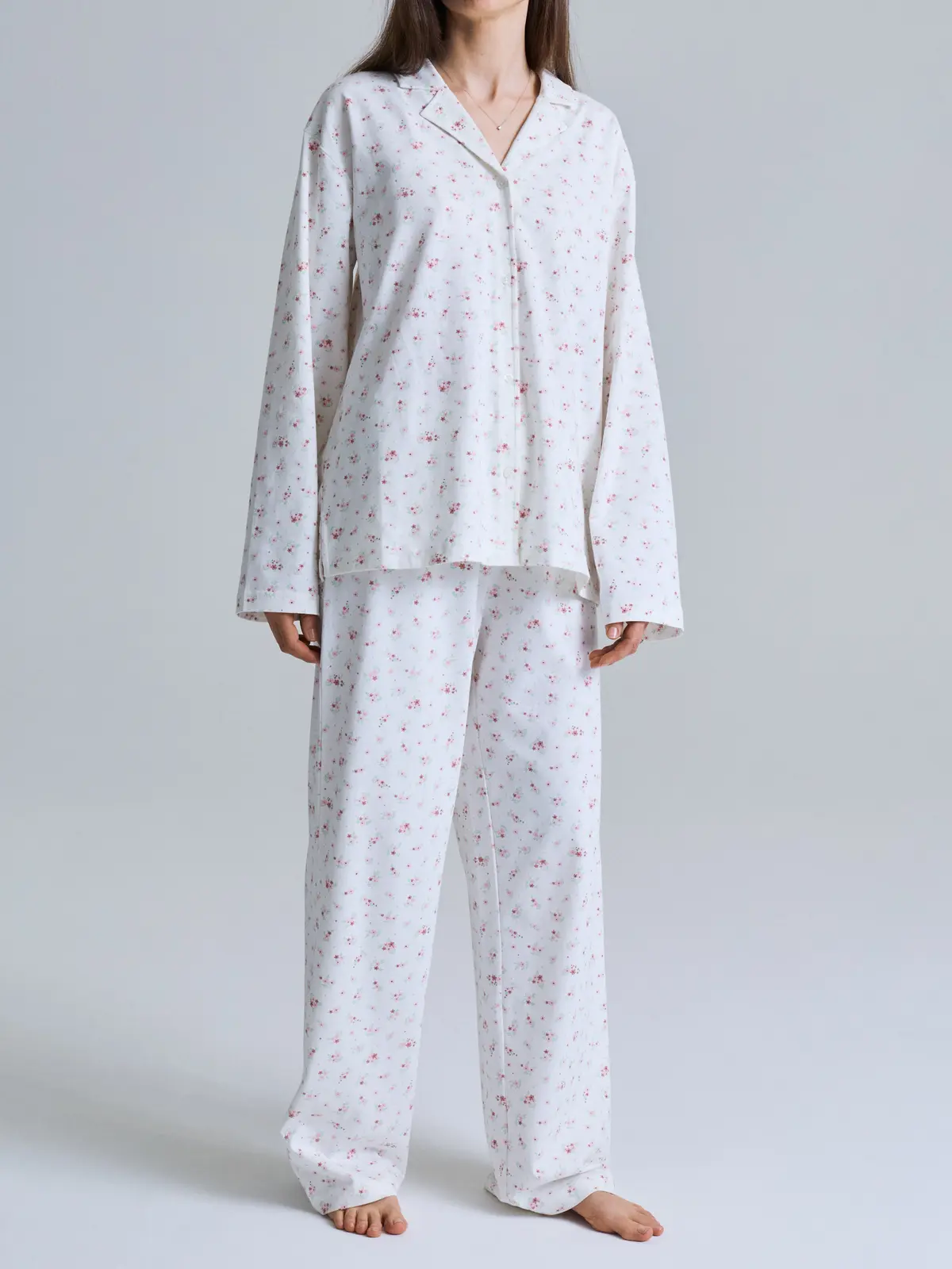 PO.P Pyjamas blomster voksen - Hvit