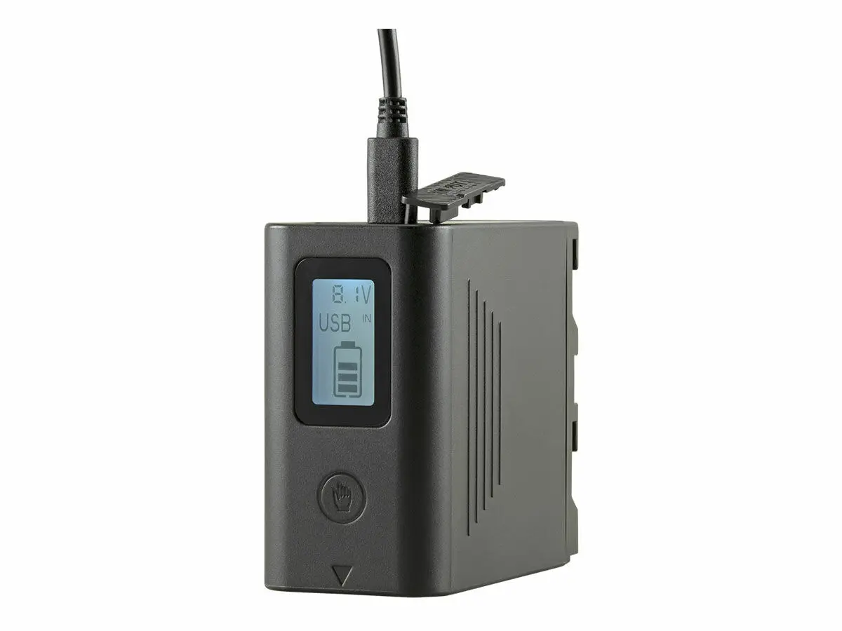 NP-F970 LCD (Micro USB +USB C inp.) 10050 mAh USB 5v 2,1A output