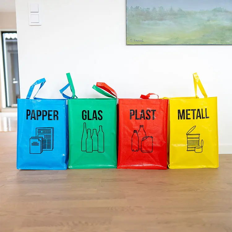 Kildesortering glass, papir, metall & plast