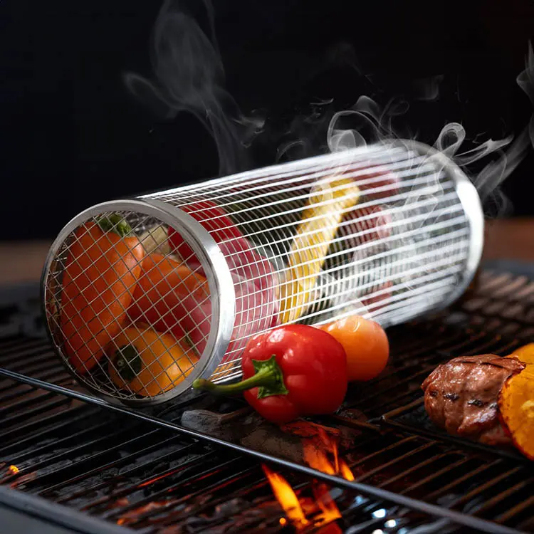 Sylinderformet grillkurv