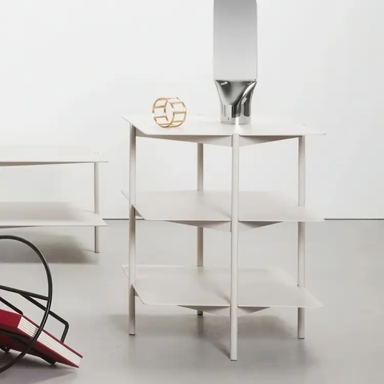 Bord med oppbevaring, metall, UMBRA TIER SIDE TABLE, 42 x 42 x H 54 cm, grått