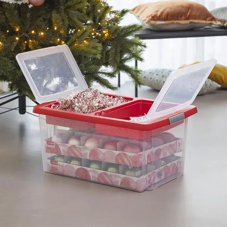 Boks for julepynt med smart lokk 51L, Glitter
