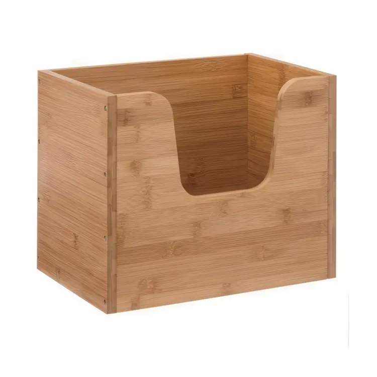 Kasse med åpen front, stablebar, STACK LARGE BAMBOO BASKET, 31,5 x 21,5 x H 26,5 cm, natur
