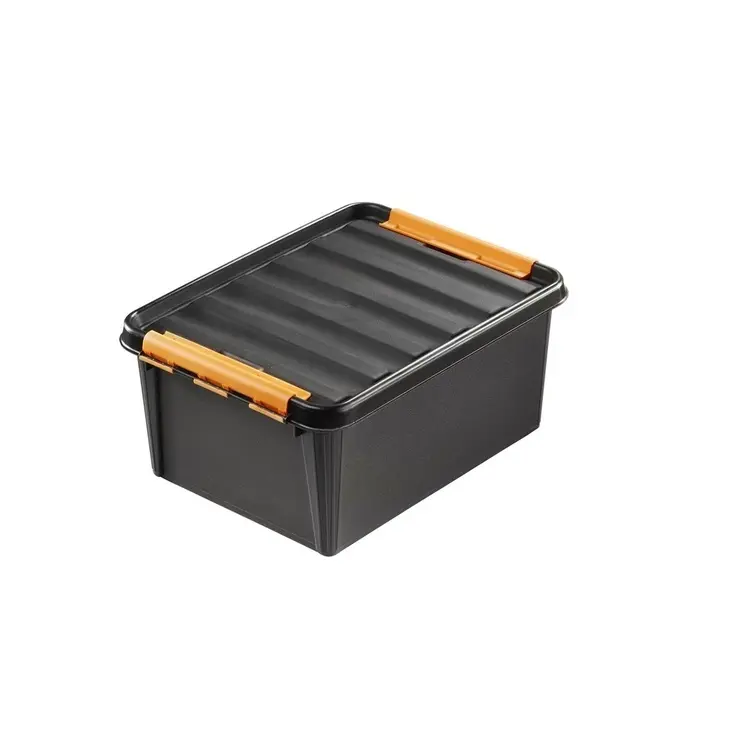 Oppbevaringsboks med lokk 14L, SmartStore Pro, Svart/oransje